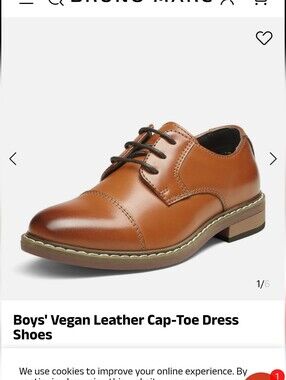 Boys Classic Cap-Toe Derby in Tan Leatherette